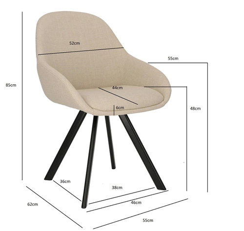 Čalouněná jídelní židle Nels béžová s područkami moderní černé nohy