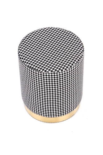 Čalouněný kulatý taburet Ranu černo-bílý glamour do obýváku a předsíně 36x44 cm Intesi