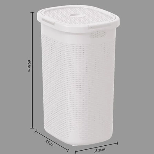 Koš na prádlo 60l bílý technoratan 5five simply smart do koupelny s víkem a úchyty