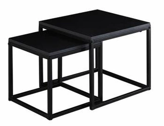 Sada 2 moderních černých konferenčních stolků Davina loftový čtvercový do obýváku 50x50