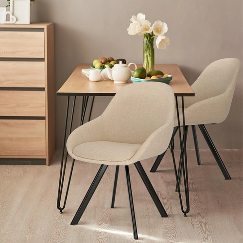 Sada 2 béžových židlí Nels s černými nohami