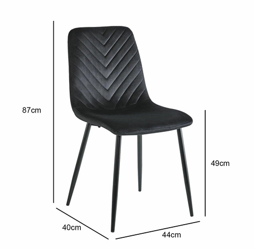 Jídelní židle Herman Velvet černá, moderní čalouněná sametem, na kovových nohách