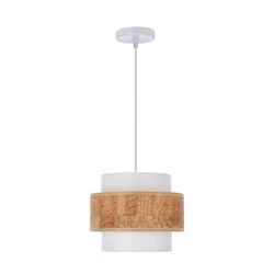 Korkové závěsné svítidlo bílé 1x40W E27 stínidlo bílé+béžové