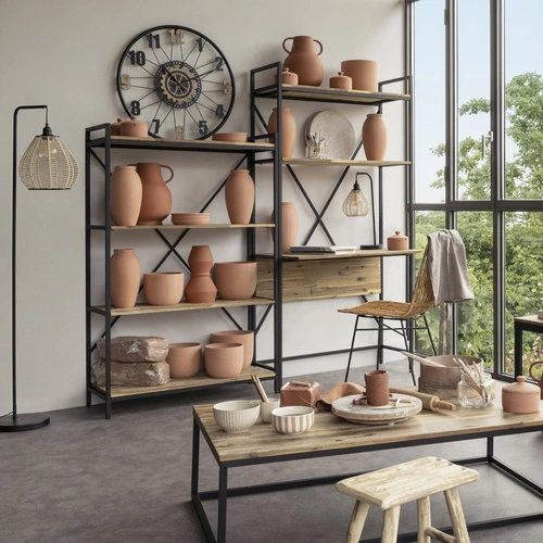 Noční stolní lampa Delia Atmosphera černá rustikální s papírovým stínidlem 47,5 cm