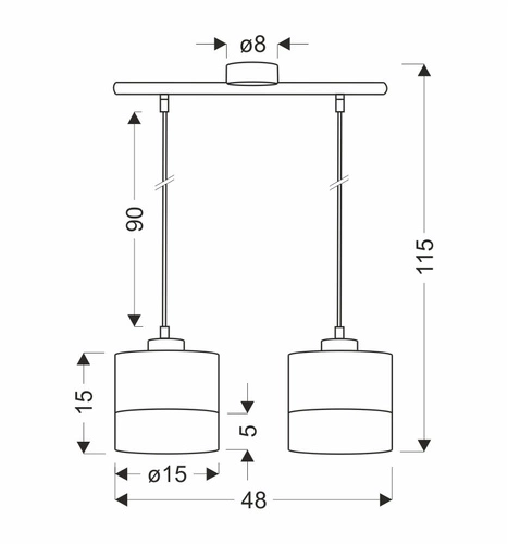 Závěsné svítidlo Porto bílé moderní s látkovým stínidlem do obýváku a kuchyně, výškově nastavitelné 2xE27