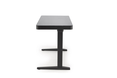 Moderní výškově nastavitelné skleněné psací stůl Alembe Intesi černý s USB portem