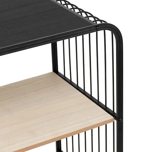 Industriální knihovna na kolečkách Glamm 4úrovňová černá přírodní 5five simply smart