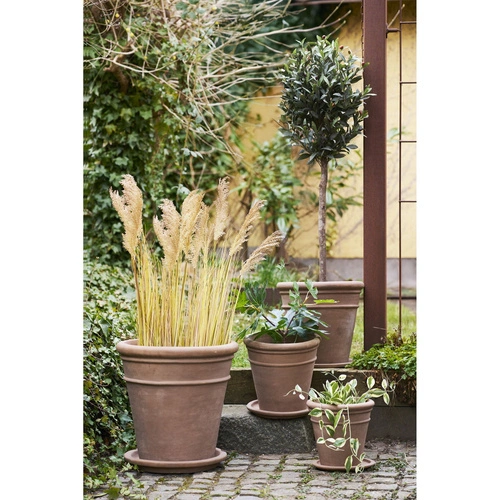 House Nordic podmiska pod květináč terakota 30 cm kulatá na zahradu a balkon