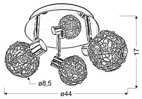 Stropní svítidlo kulaté Collar chrom moderní glamour do obýváku a ložnice 44 cm