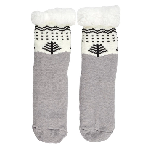 Zimní protiskluzové ponožky Intesi sherpa šedé 39-42 teplé na doma do obýváku