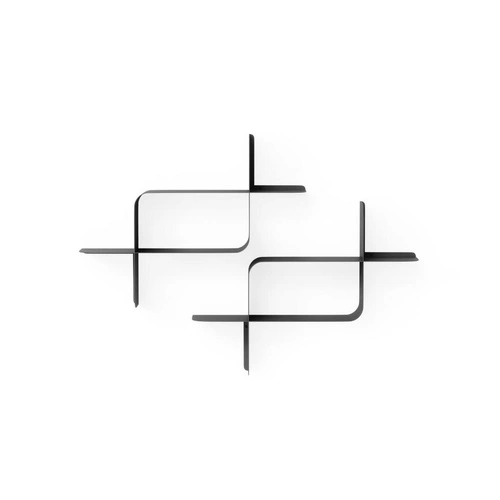 Sada 2 moderních černých nástěnných polic Montage Umbra na knihy a dekorace