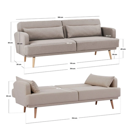 Modrá rozkládací pohovka Jack pro 3 osoby s funkcí spaní, sametová do obýváku Atmosphera