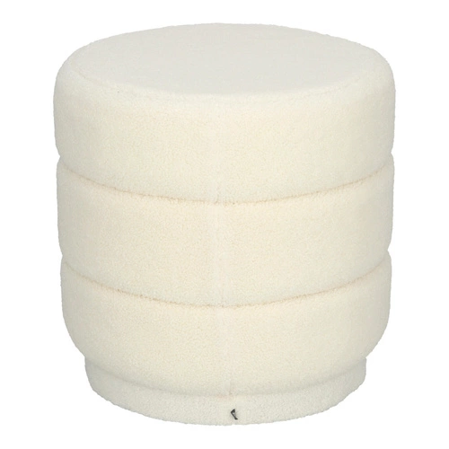 Moderní bílý kulatý taburet Sinan čalouněný do obýváku a předsíně Atmosphera 40 cm