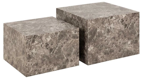 Sada 2 konferenčních stolků Dice hnědý mramor loftový čtvercový do obýváku Actona