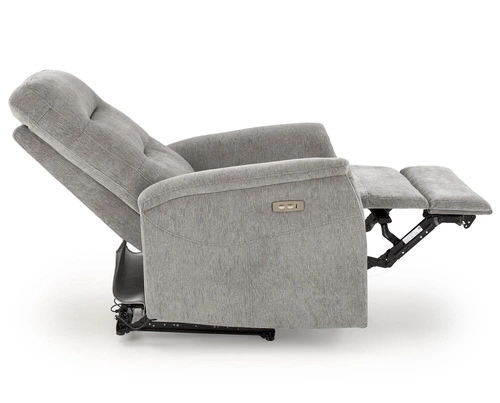 Relaxační křeslo Tiala s podnožkou šedé do obýváku elektricky polohovatelné USB Intesi
