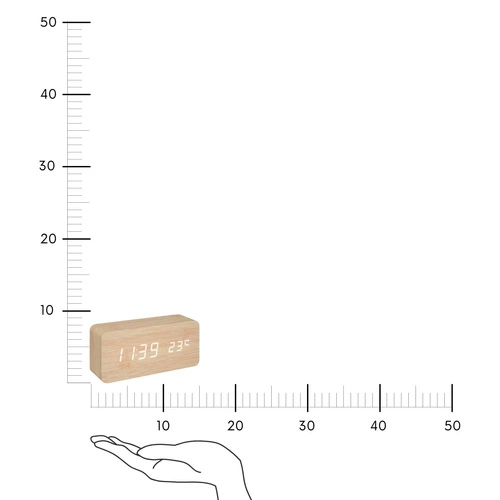 Digitální budík Gamiel přírodní tichý skandinávský design do ložnice Atmosphera