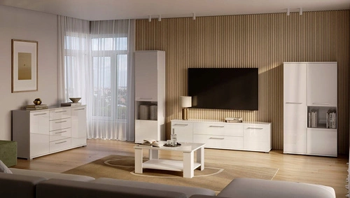 TV skříňka Flory 190 cm bílý lesk