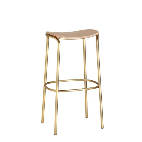 Moderní dřevěná barová stolička bez opěrky 75 cm do kuchyně na zlatých nohách SCAB Design