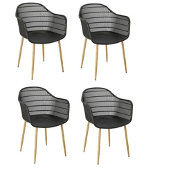 Sada 4 židlí Becker černé/přírodní