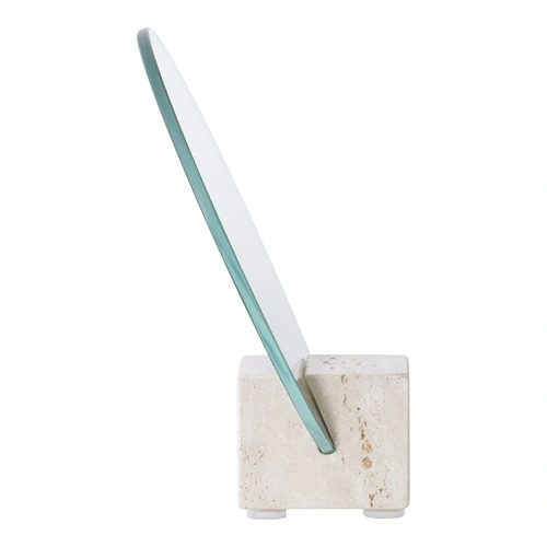 House Nordic kulaté stojací zrcadlo na travertinovém podstavci 18 cm