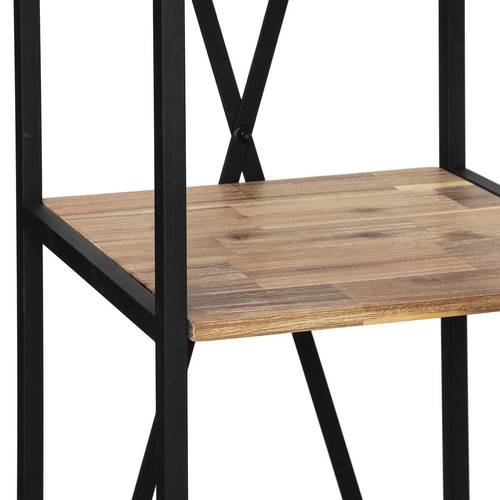 Industriální kovová knihovna Edena s policemi z akáciového dřeva do obýváku 180 cm