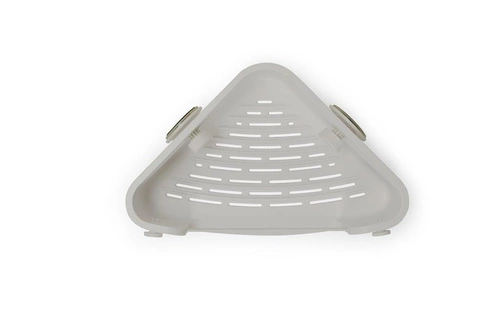 Rohová koupelnová polička do sprchy Umbra Flex šedá s háčky GEL-LOCK bez vrtání