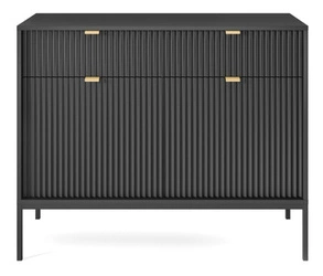 Černá rýhovaná komoda se zásuvkami 104 cm moderní na nožkách do obýváku Intesi