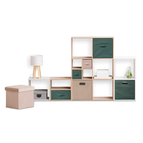 Látkový úložný box do regálu 31x31 s kovovým úchytem 5five simply smart modrozelený