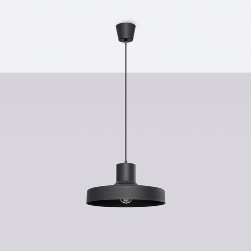 Závěsné svítidlo BILO černé moderní kovové do obýváku a kuchyně 35 cm SOLLUX