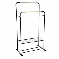 Artemis moderní stojanový věšák do předsíně dvojitý černý kov s policí 5five