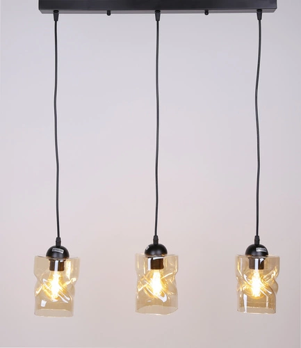 Závěsná lampa Felis černá 3x60W E27 jantarové stínítko