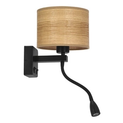 Nástěnné svítidlo Polo černé 1x40W E27+2W LED stínidlo ořech