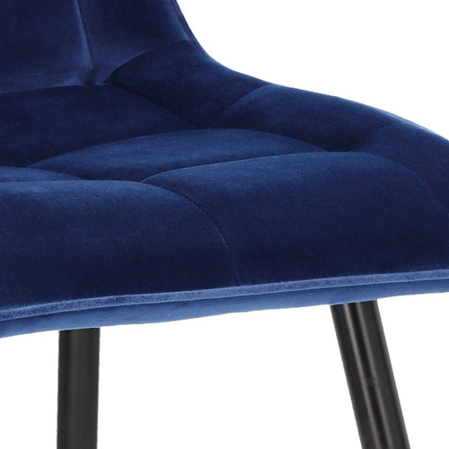 Jídelní židle Plaid Intesi čalouněná sametem tmavě modrá moderní černé nohy