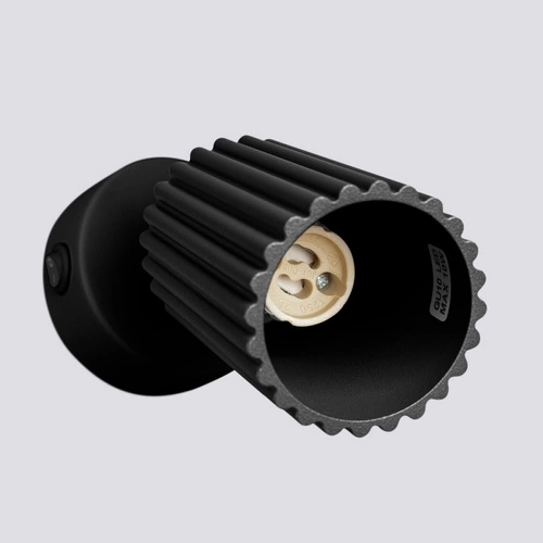 Nástěnné svítidlo Karbon černé s vypínačem, otočné stínidlo, moderní do ložnice a obýváku