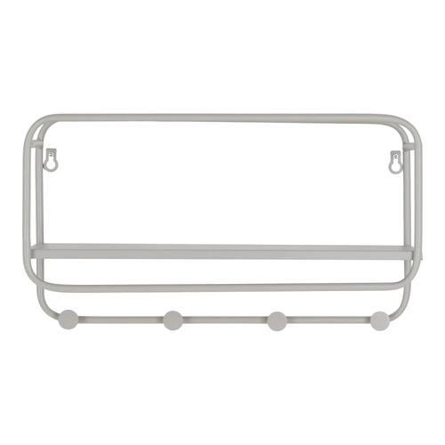 Nástěnný věšák s policí Feira šedý kovový moderní do předsíně 45 cm Intesi