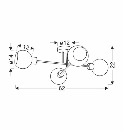 Stropní svítidlo Amanda moderní černo-zlaté 4bodové do obýváku a ložnice