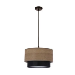 Závěsné svítidlo Ruben černé s ořechovým stínidlem, výškově nastavitelné do obýváku a nad stůl