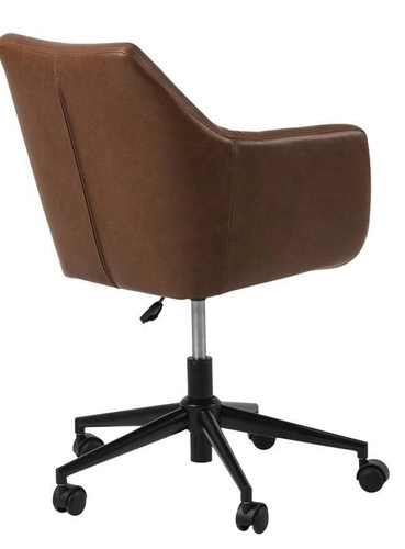 Ergonomická otočná kancelářská židle Nora Vintage hnědá ekokůže s područky k pracovnímu stolu