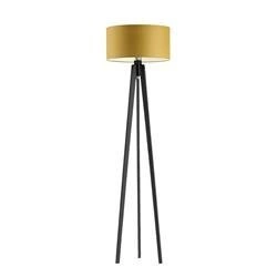Stojací lampa MIAMI tripod žlutá s textilním stínidlem glamour dřevěná do obýváku a ložnice Lysne
