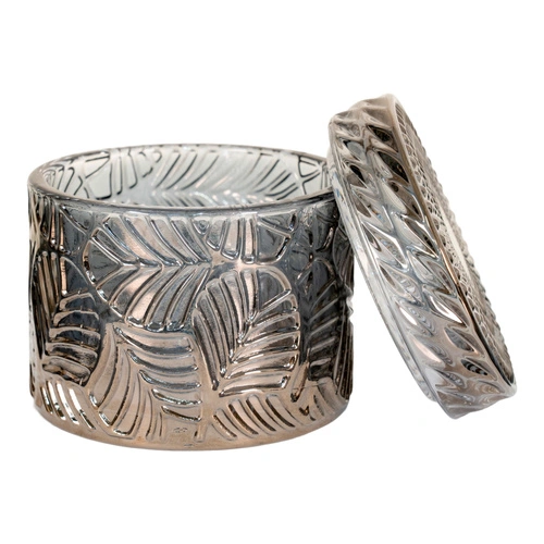 House Nordic sada 2 kouřových kulatých skleněných dekoračních krabiček