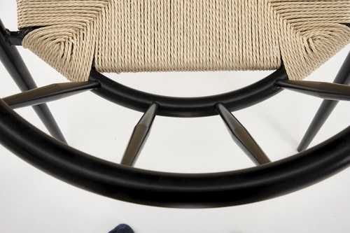 Kovová jídelní židle Tamara Intesi moderní černá s přírodním sedákem z provazu