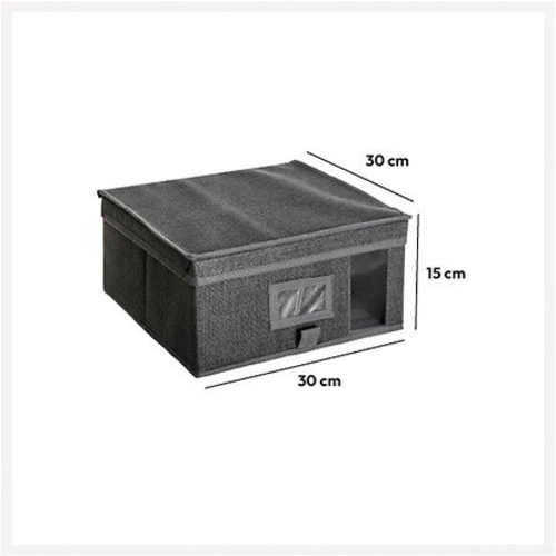 Krabička na skladování s okénkem 30x30x15 cm šedá