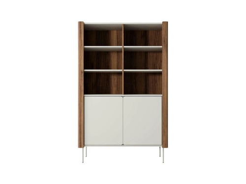 Moderní béžový ořechový knihovna do obýváku se skříňkou a policemi 167 cm Intesi