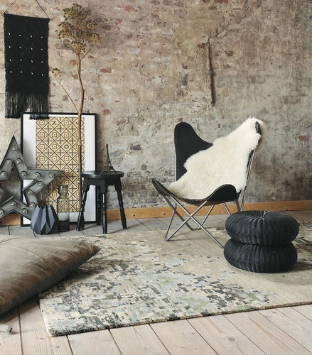 Moderní modrý vlněný koberec Yeti Anapurna 140x200 cm ručně tkaný do obývacího pokoje