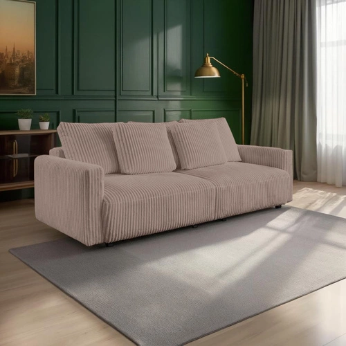 Rozkládací pohovka Loppie manšestrová s funkcí spaní do obýváku béžová moderní