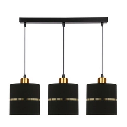 Assam závěsná lampa černá+zlatá 3x60W E27 stínidlo černé+zlatý pruh