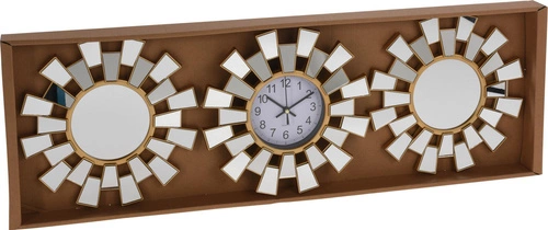 Moderní zlaté nástěnné hodiny s zrcadly Reish do obývacího pokoje nebo předsíně Intesi