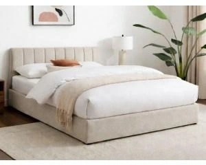 Čalouněná postel Lexington 160x200 béžová s úložným prostorem do ložnice