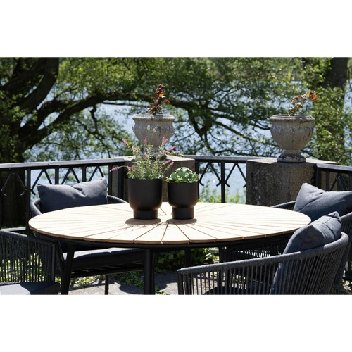 Sada 2 moderních černých kovových květináčů Fulda dekorativních do obýváku a na terasu