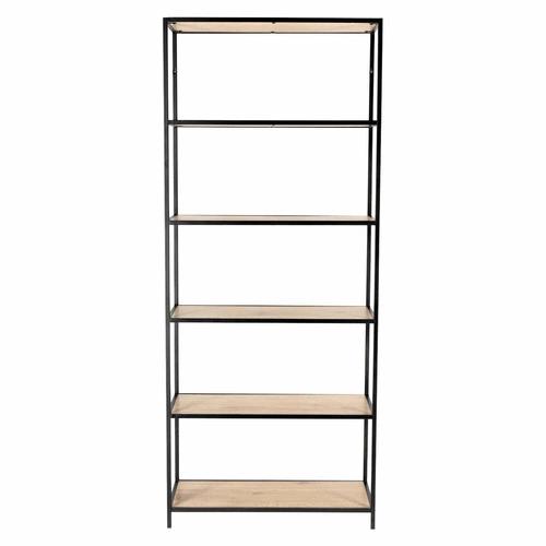 Knihovna Oxford IV moderní loftová do obýváku 77 cm dub a černý kov Intesi